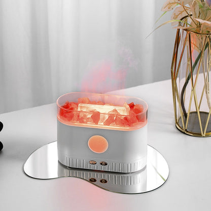 Humidificateur flamme multicolore des huiles essentielles aromatiques en pierre de sel 200ml - موزع روائح الزيوت العطرية باللهب مع صخور الملح الكريستالي 200 مل