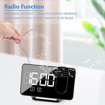 Réveil LED numérique Intelligent avec projection Et radio FM et téléphone charge USB