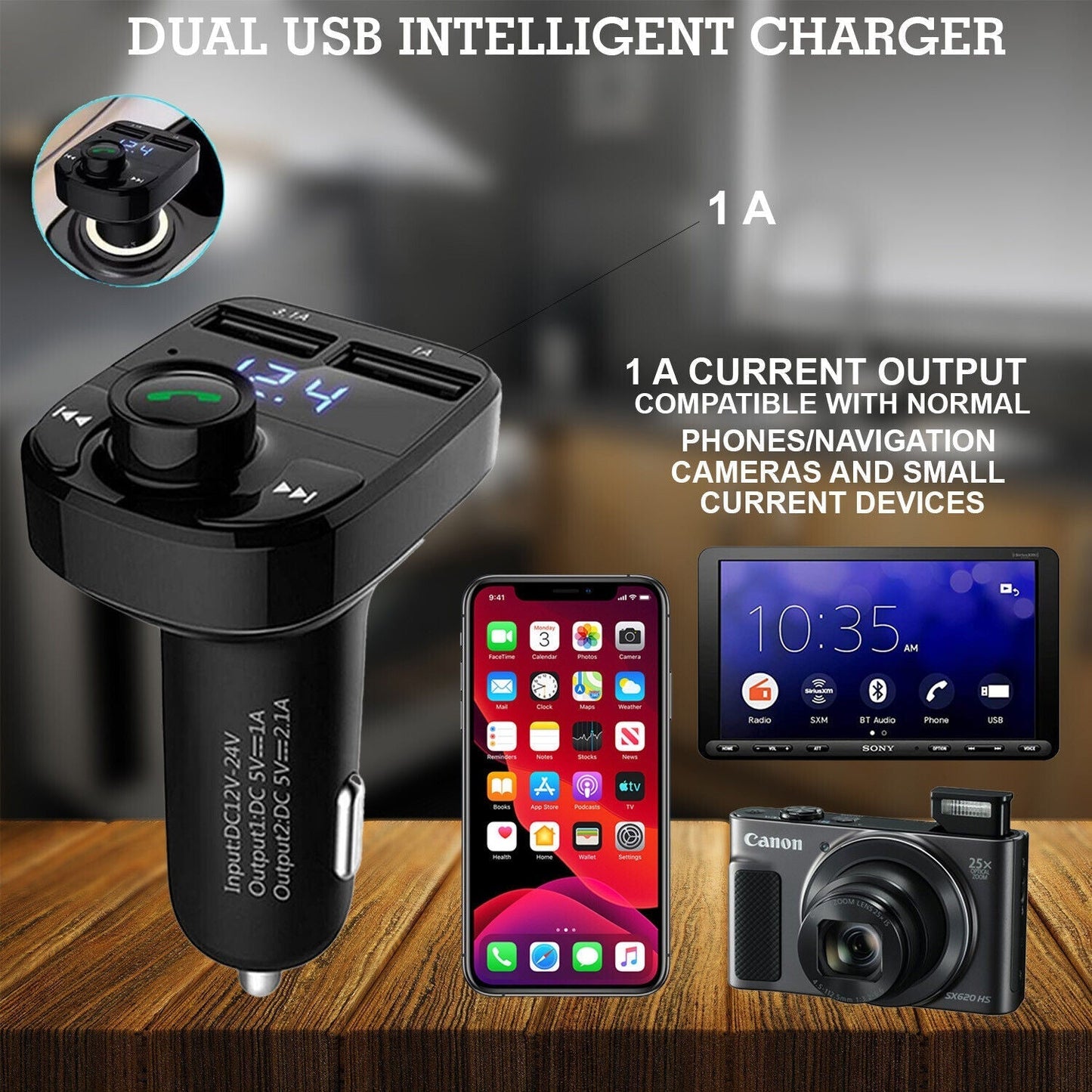 Car X8 Wireless Bluetooth FM Transmitter Kit USB Fast Charger Adapter Mp3 Player