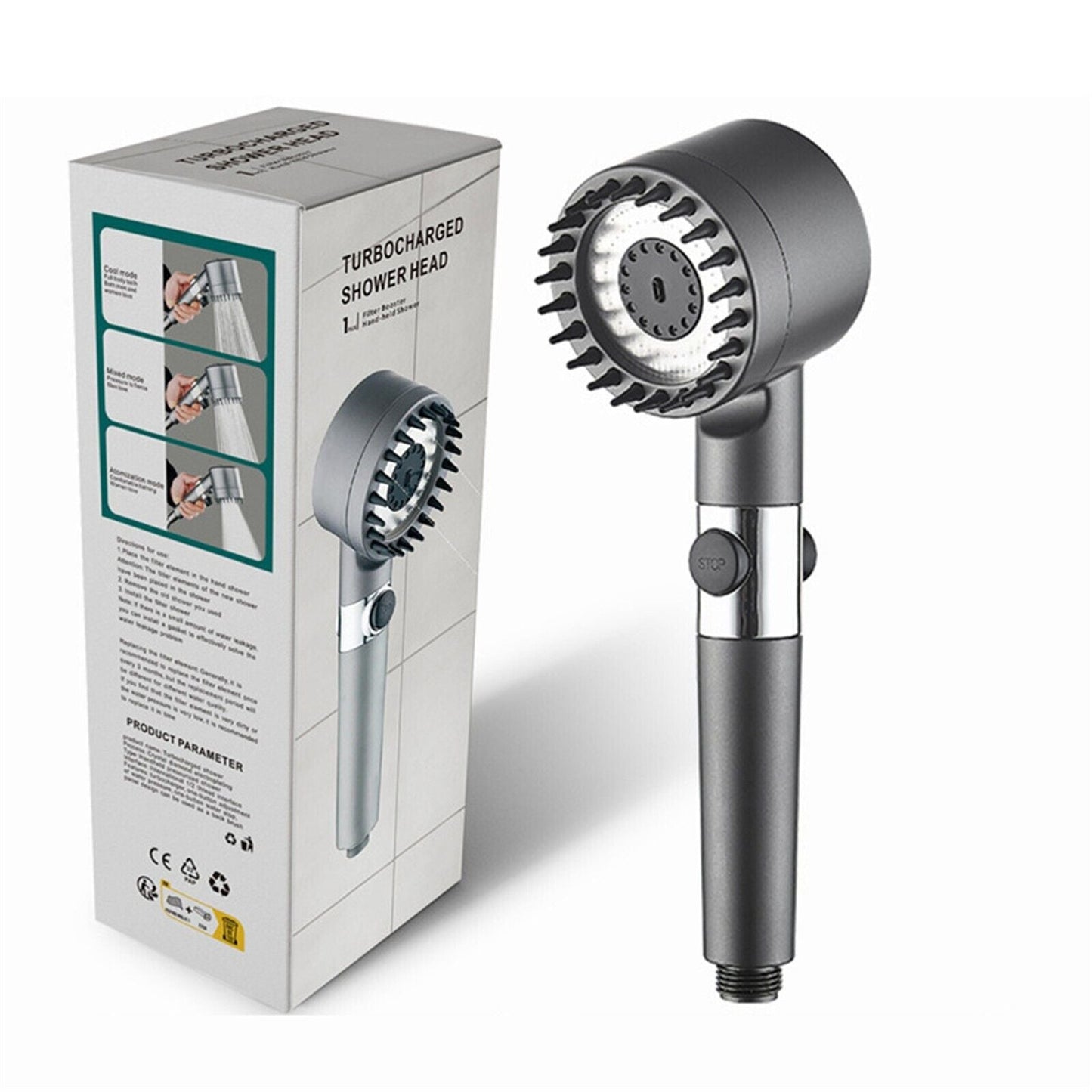 Pommeau de douche haute pression réglable avec filtre, 3 modes, économie d'eau