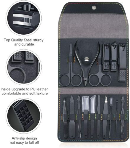 Ensembles 16 pcs de coupe-ongles professionnels en acier inoxydable