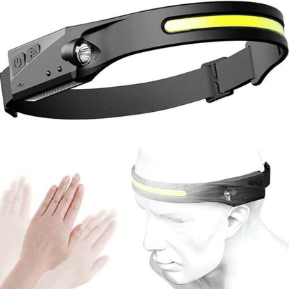Lampe frontale 6000LM COB à Induction Rechargeable 5 Modes