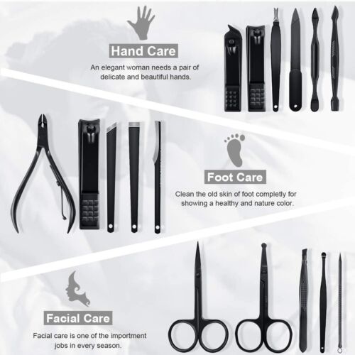 Ensembles 16 pcs de coupe-ongles professionnels en acier inoxydable