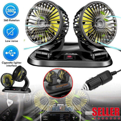 Ventilateur de voiture puissant et silencieux double rotation à 360 -12V