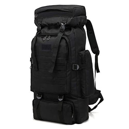 Sac à dos Randonnée professionnel en toile de Camouflage étanche à double épaule 90 L - Noir