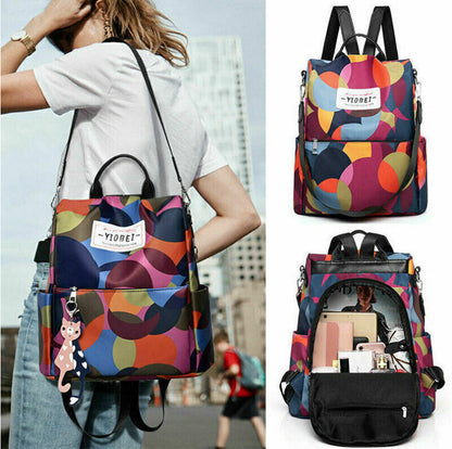 Sac à dos oxford Antivol étanche pour femmes – multicouleur – حقيبة ظهر أكسفورد مقاومة للماء ومضادة للسرقة للنساء