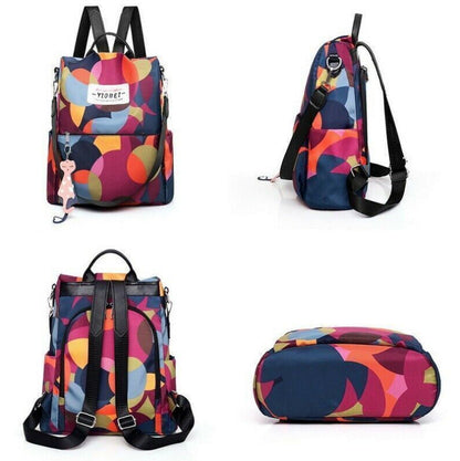 Sac à dos oxford Antivol étanche pour femmes – multicouleur – حقيبة ظهر أكسفورد مقاومة للماء ومضادة للسرقة للنساء