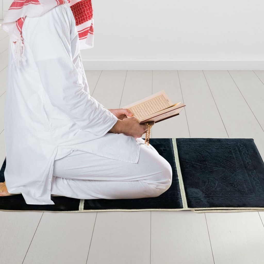 Tapis de Prière Sultan Pliable avec Dossier et Poche Arrière V2 – سجادة صلاة سلطان قابلة للطي مع مسند ظهر
