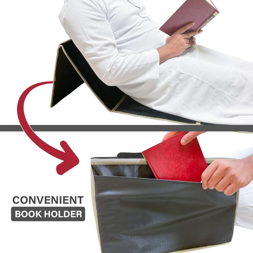 Tapis de Prière Sultan Pliable avec Dossier et Poche Arrière V2 – سجادة صلاة سلطان قابلة للطي مع مسند ظهر