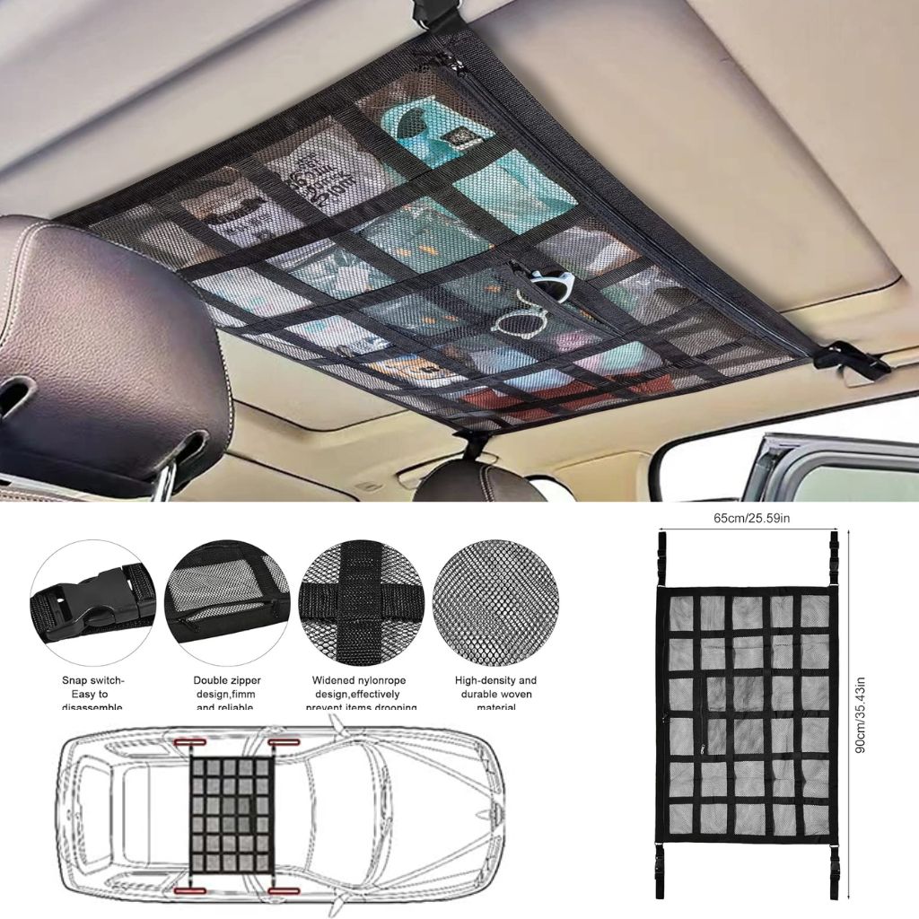 Filet de Rangement pour Toit Voiture Intérieur – منظم أغراض في سقف السيارة تنزوت