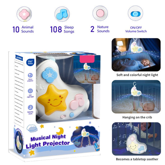 Projecteur veilleuse musicale avec télécommande pour bébé - جهاز عرض ضوئي ليلي موسيقي مع جهاز تحكم عن بعد للطفل تنزوت