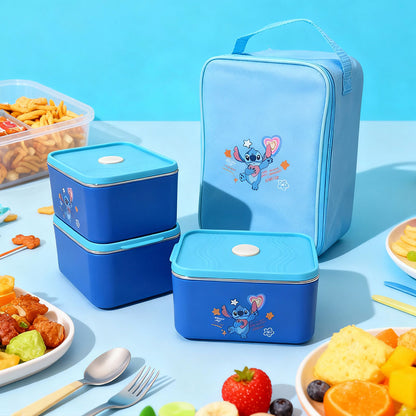 Lunch Box avec Sac Isotherme Design Cartoon 3 Compartiments Alimentaires – حافظة أطعام للأطفال 3 طبقات