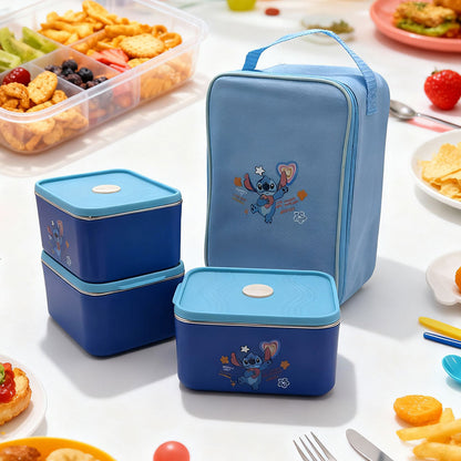 Lunch Box avec Sac Isotherme Design Cartoon 3 Compartiments Alimentaires – حافظة أطعام للأطفال 3 طبقات