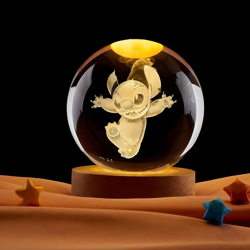 Lampe boule de projection en cristal 3D Stitch تنزوت