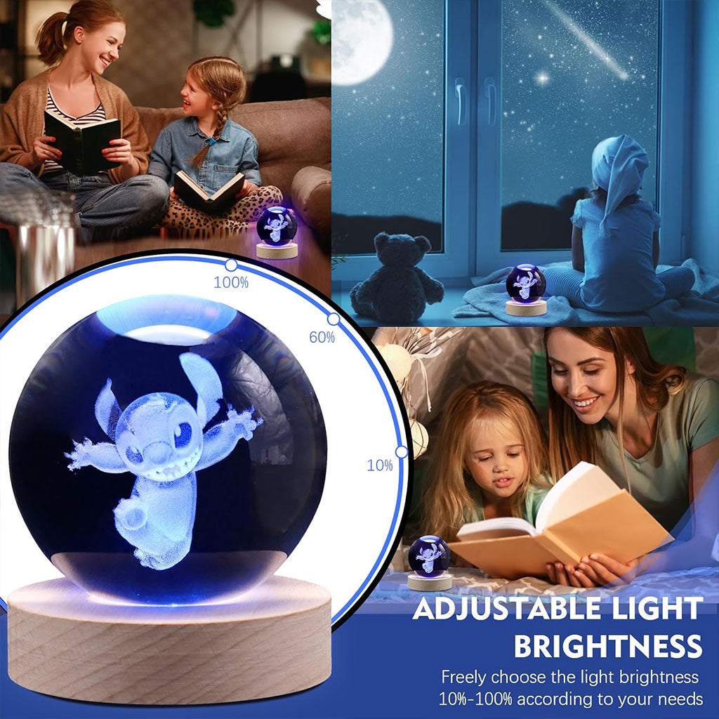 Lampe boule de projection en cristal 3D Stitch