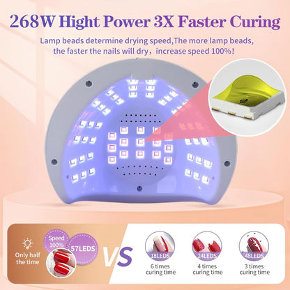 Lampe à Ongles UV LED 268W avec Capteur Automatique et 4 Minuteries – مصباح العناية بالأظافر