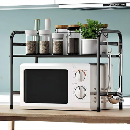 Support pour four à micro-ondes et étagère de rangement 2 étages – منظم أغراض وحامل ميكروويف
