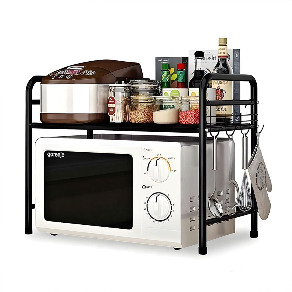 Support pour four à micro-ondes et étagère de rangement 2 étages – منظم أغراض وحامل ميكروويف