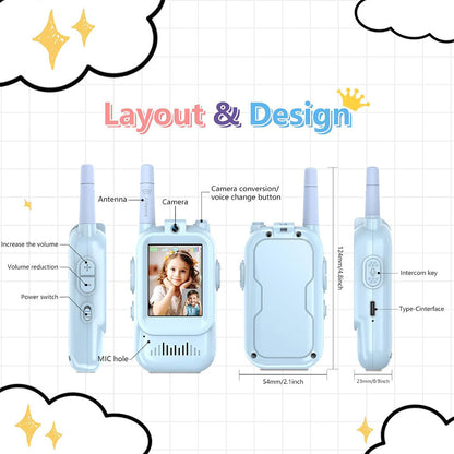 Pack Talkie-walkie 2pcs pour enfants avec vidéo et camera HD rechargeable