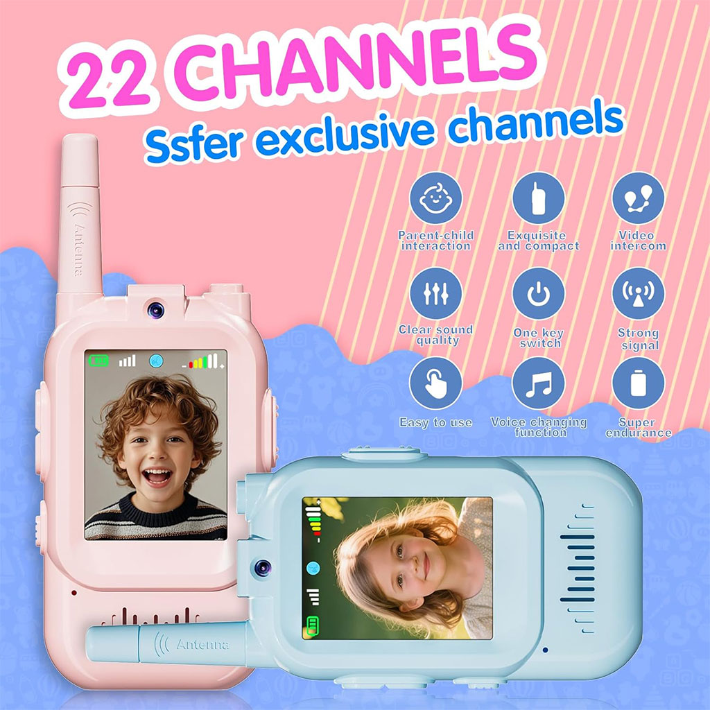 Pack Talkie-walkie 2pcs pour enfants avec vidéo et camera HD rechargeable