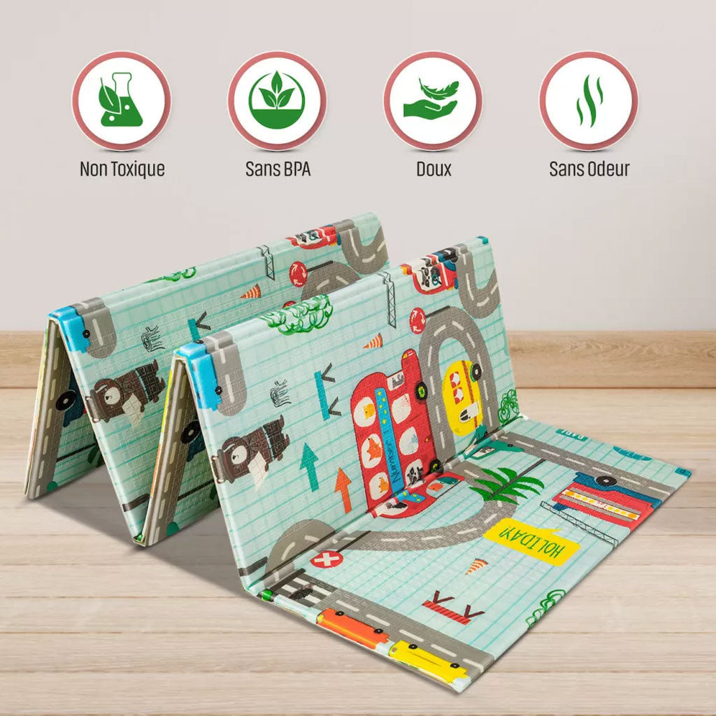 Tapis de jeu pour bébé pliable mousse XPE double face imperméable