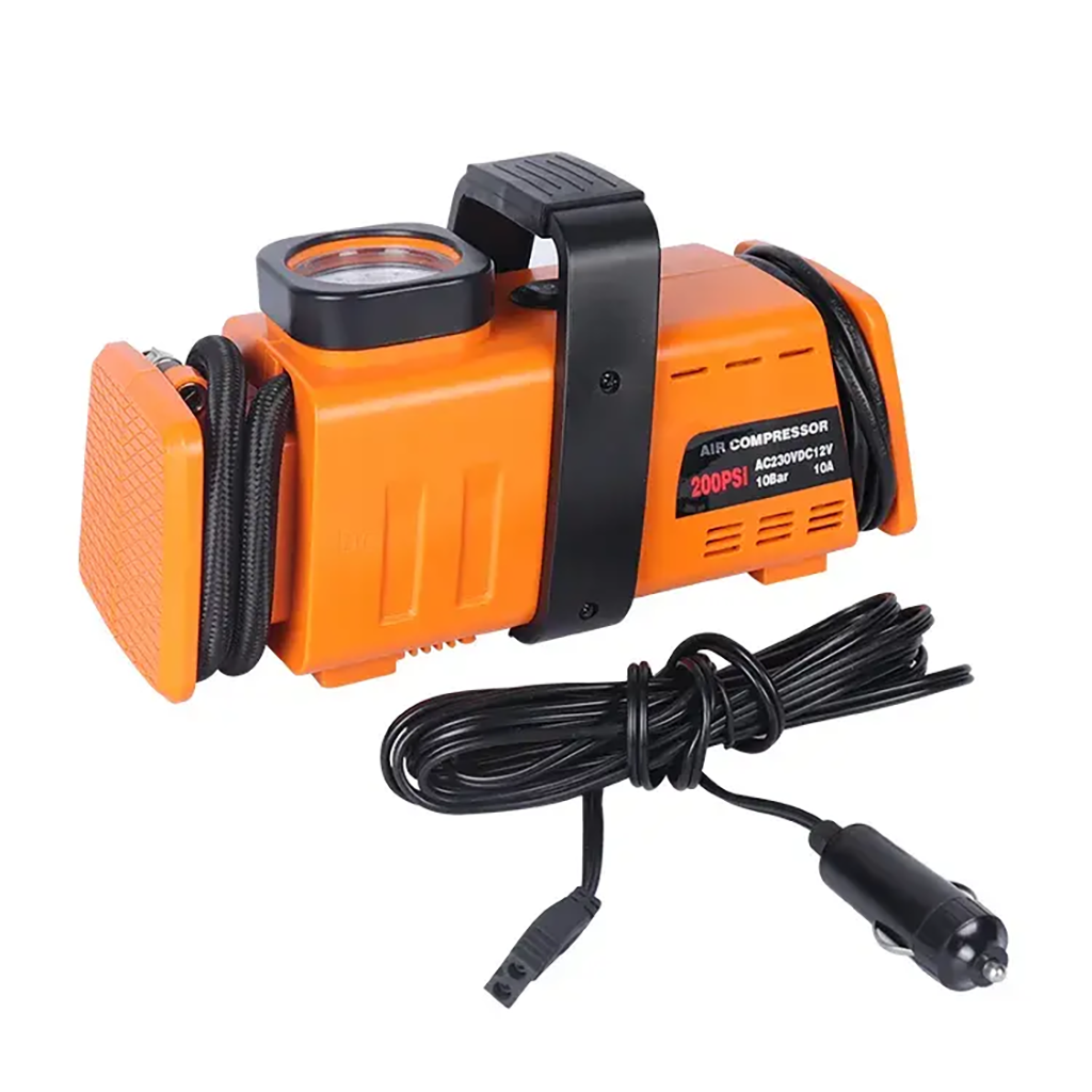 Compresseur d’aire a double adaptateur 220v/12v- 200psi - Orange