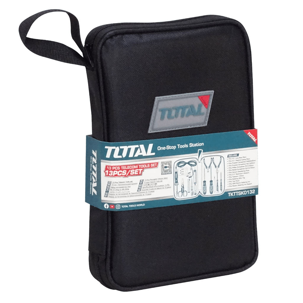 Total Ensemble d’outils de télécommunication Total 13 pièces avec sac en toile TKTTSK0132 – حقيبة الأدوات المهنية