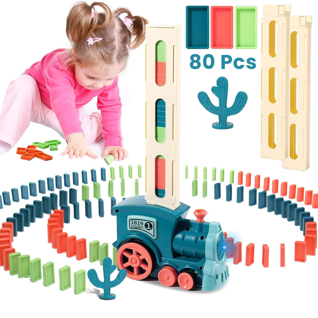 Train Automatique Dominos 80 Pièces Cadeau pour Garçons et Filles – لعبة قطار الدومينو تنزوت