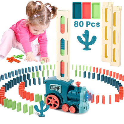 Train Automatique Dominos 80 Pièces Cadeau pour Garçons et Filles – لعبة قطار الدومينو تنزوت
