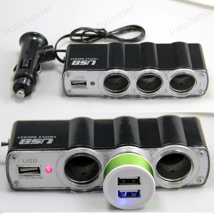 Triple Prise 12V/24V Allume-ci-gare USB Alimentation WF-0120