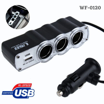 Triple Prise 12V/24V Allume-ci-gare USB Alimentation WF-0120 - تنزوت
