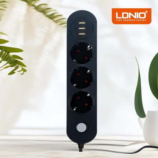 Triple prise de courant avec 3 ports USB, chargement rapide, avec un câble de 2 mètres - تنزوت
