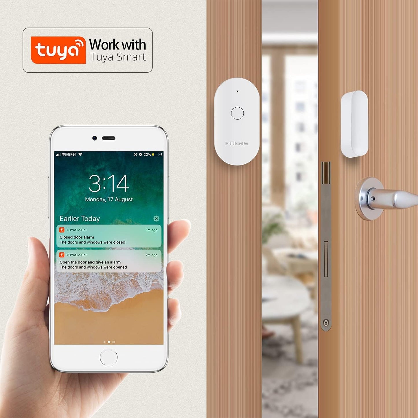 Détecteur de porte et fenêtre WiFi avec alarme capteur magnétique - مستشعر الأبواب والنوافذ الذكي