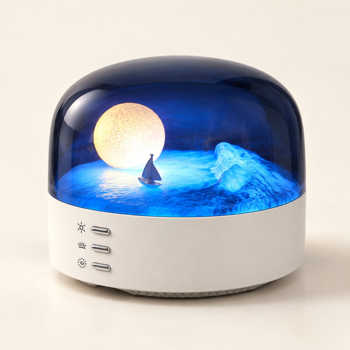 Veilleuse LED Lune et Mer avec Bluetooth Rechargeable Type-C - مصباح ليلي بتصميم القمر والبحر مع بلوتوث قابل للشحن