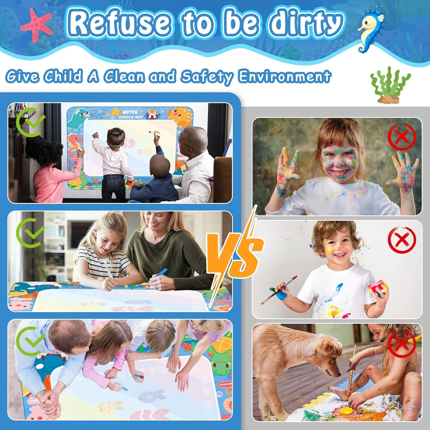 Tapis Water Canvas pour Enfant avec Stylo à Eau pour Dessin Créatif et Sans Taches - بساط الرسم للأطفال بدون حبر