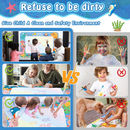 Tapis Water Canvas pour Enfant avec Stylo à Eau pour Dessin Créatif et Sans Taches - بساط الرسم للأطفال بدون حبر