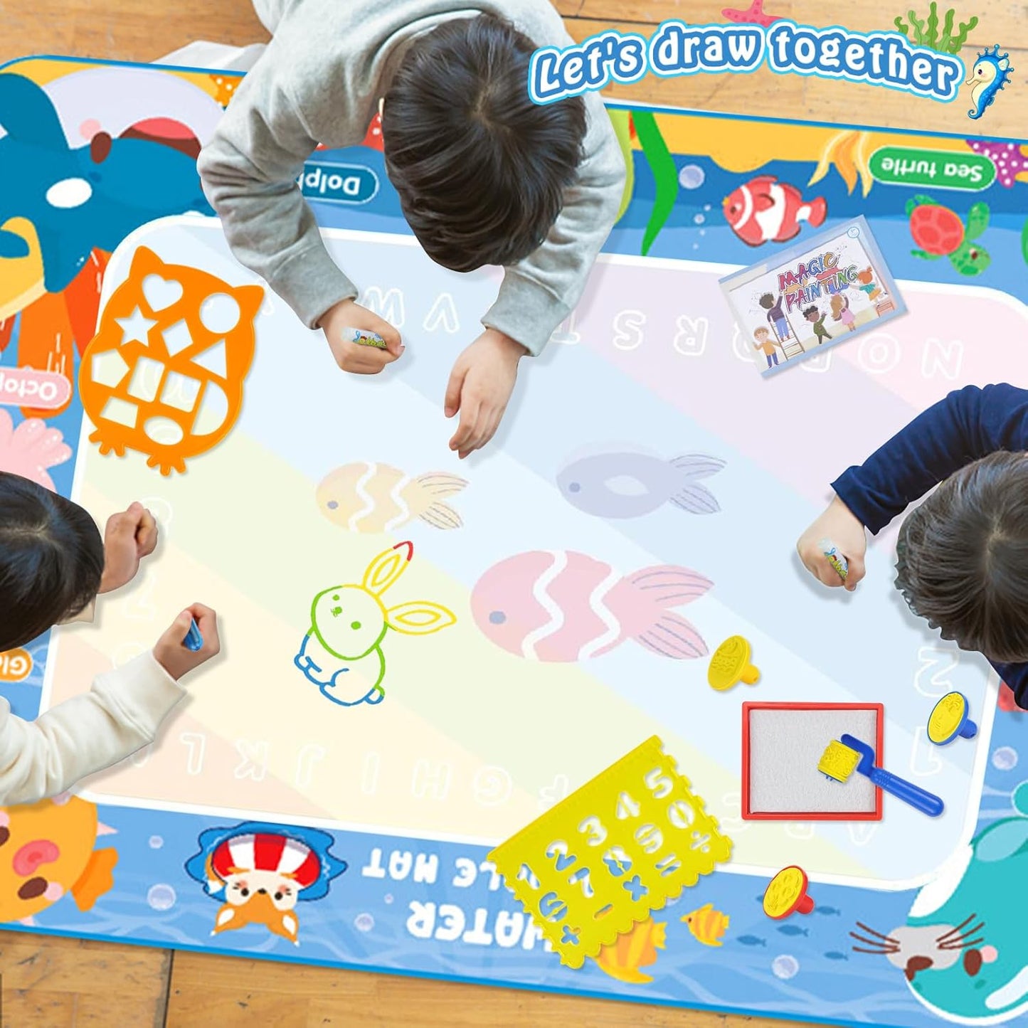 Tapis Water Canvas pour Enfant avec Stylo à Eau pour Dessin Créatif et Sans Taches - بساط الرسم للأطفال بدون حبر
