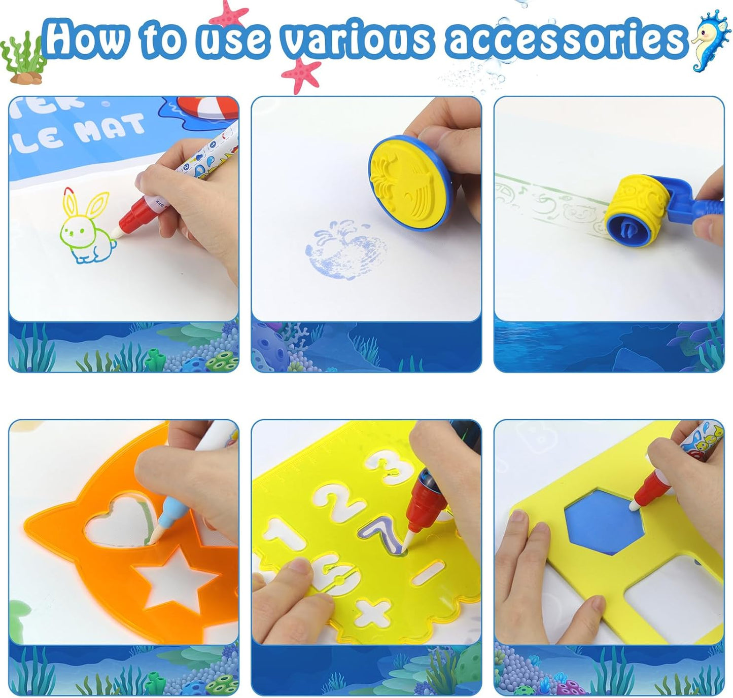 Tapis Water Canvas pour Enfant avec Stylo à Eau pour Dessin Créatif et Sans Taches - بساط الرسم للأطفال بدون حبر