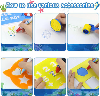 Tapis Water Canvas pour Enfant avec Stylo à Eau pour Dessin Créatif et Sans Taches - بساط الرسم للأطفال بدون حبر