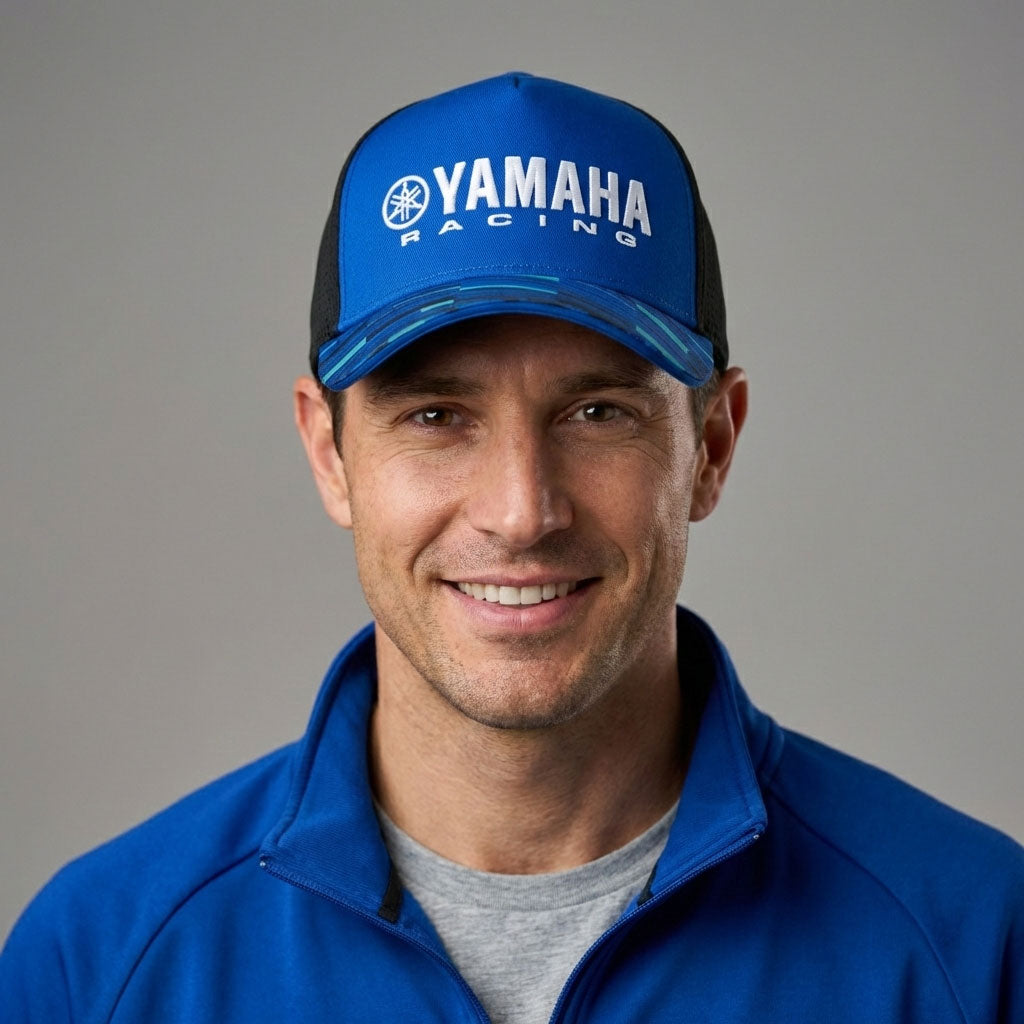 Casquette Yamaha Racing Bleu et Noire avec Filet Respirant Unisexe – قبعة رياضية جودة عالية
