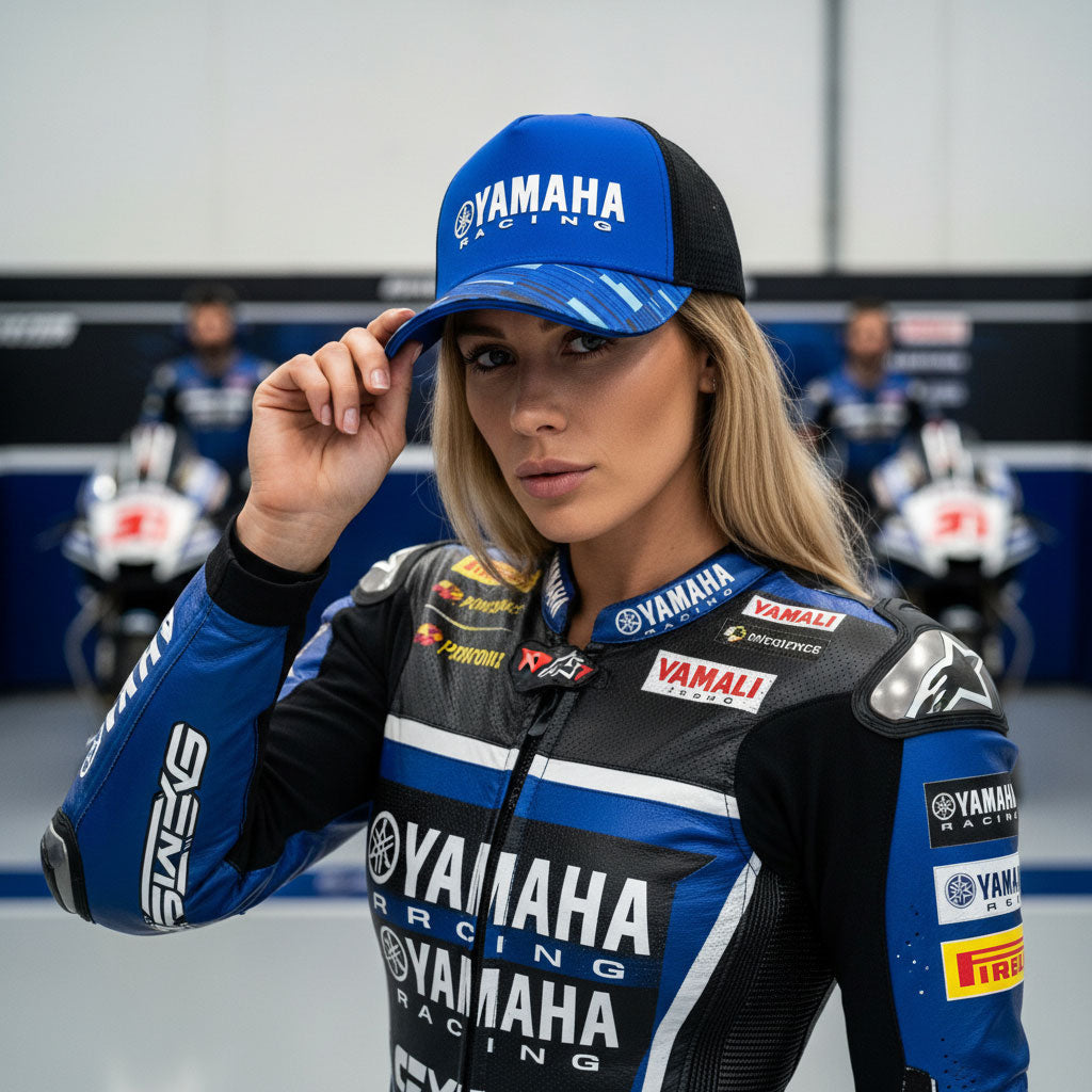 Casquette Yamaha Racing Bleu et Noire avec Filet Respirant Unisexe – قبعة رياضية جودة عالية