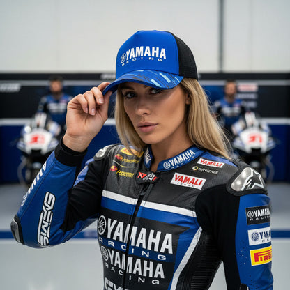 Casquette Yamaha Racing Bleu et Noire avec Filet Respirant Unisexe – قبعة رياضية جودة عالية