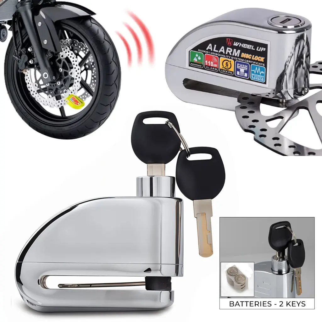 Antivol à disque en acier inoxydable 110 dB avec clés et pochette de transport – جهاز إنذار مضاد سرقة للدرجات 