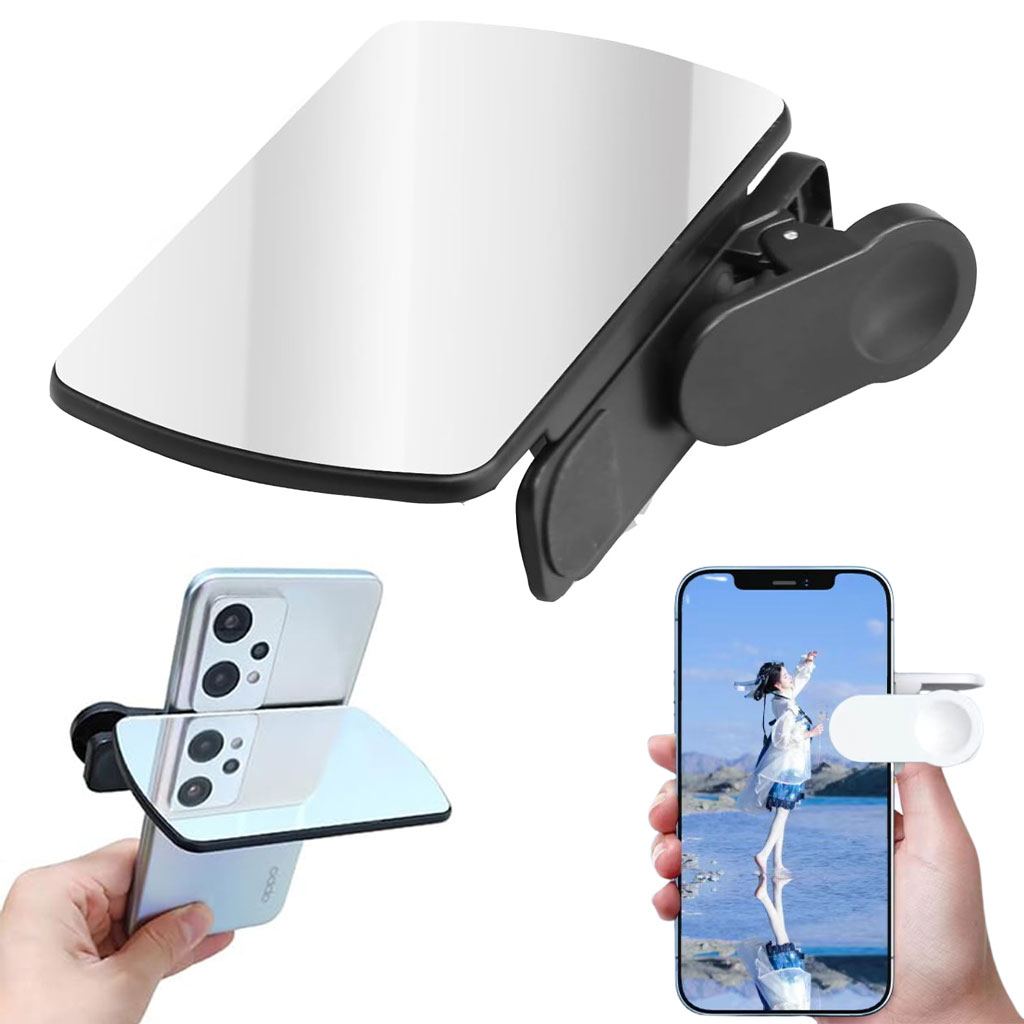 Miroir de Réflexion pour Caméra Arrière compatible avec tout les smartphones – مرآة تصوير عاكسة (أسود)