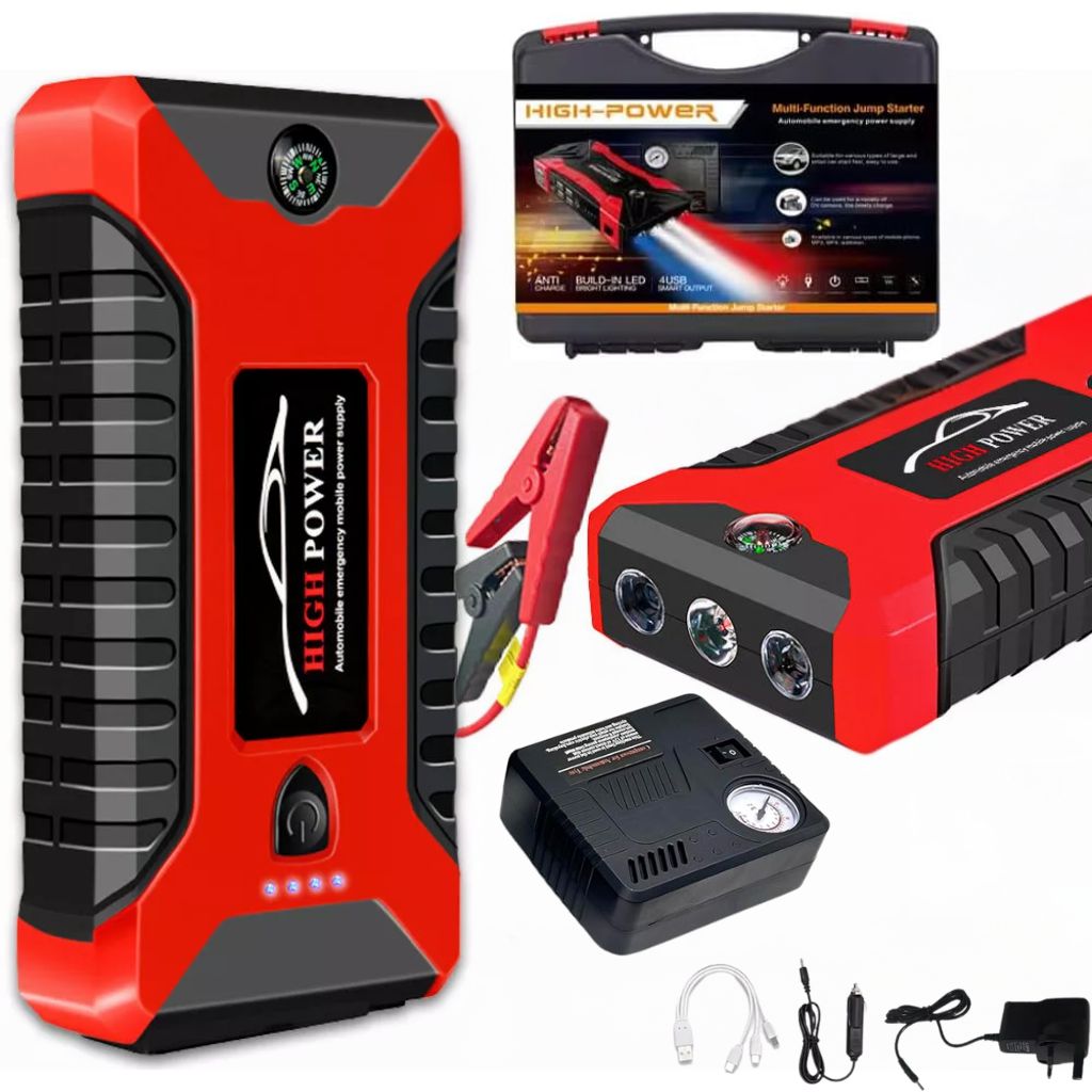 Démarreur Multifonction 99800mAh avec Compresseur d'Air et Câbles de Charge – بادئ تشغيل متعدد الوظائف