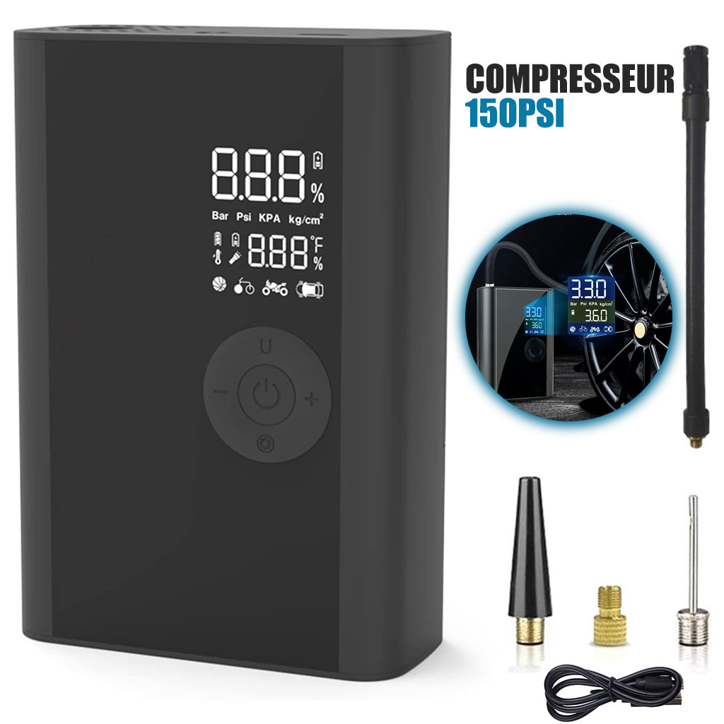 Pompe à Air Portable et Rechargeable 150PSI Mini Design – جهاز نفخ العجلات