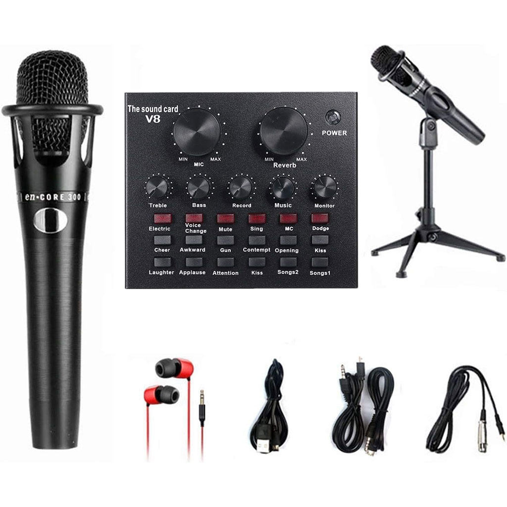 V8 Externe Live Carte Son avec Microphone Set – بطاقة صوت مع ميكروفون للتسجيلات الصوتية