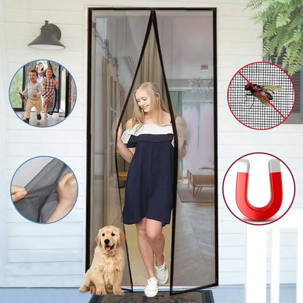 Moustiquaire rideau pour porte avec fermeture magnétique 100x210cm