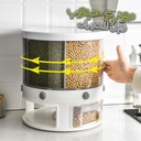 Distributeur de nourriture, récipient de stockage de céréales rotatif 360 degrés – حامل حبوب قابل للدوران