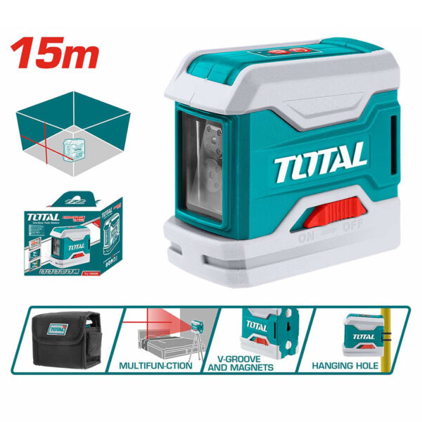TOTAL Balance laser 15 mètres deux lignes TLL156506 – مقياس ليزر بخطين أصلي